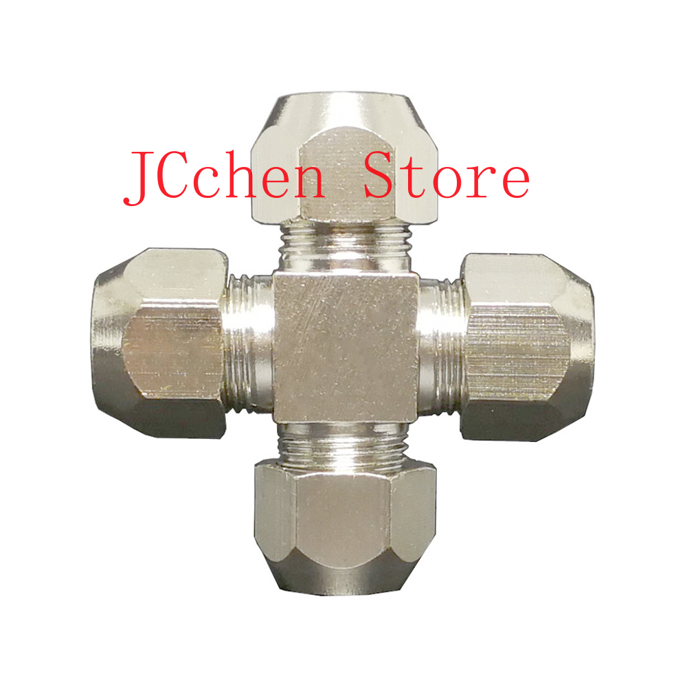 Compression Fitting Brass - Złączka kompresyjna krzyżowa 4-drożna do rur